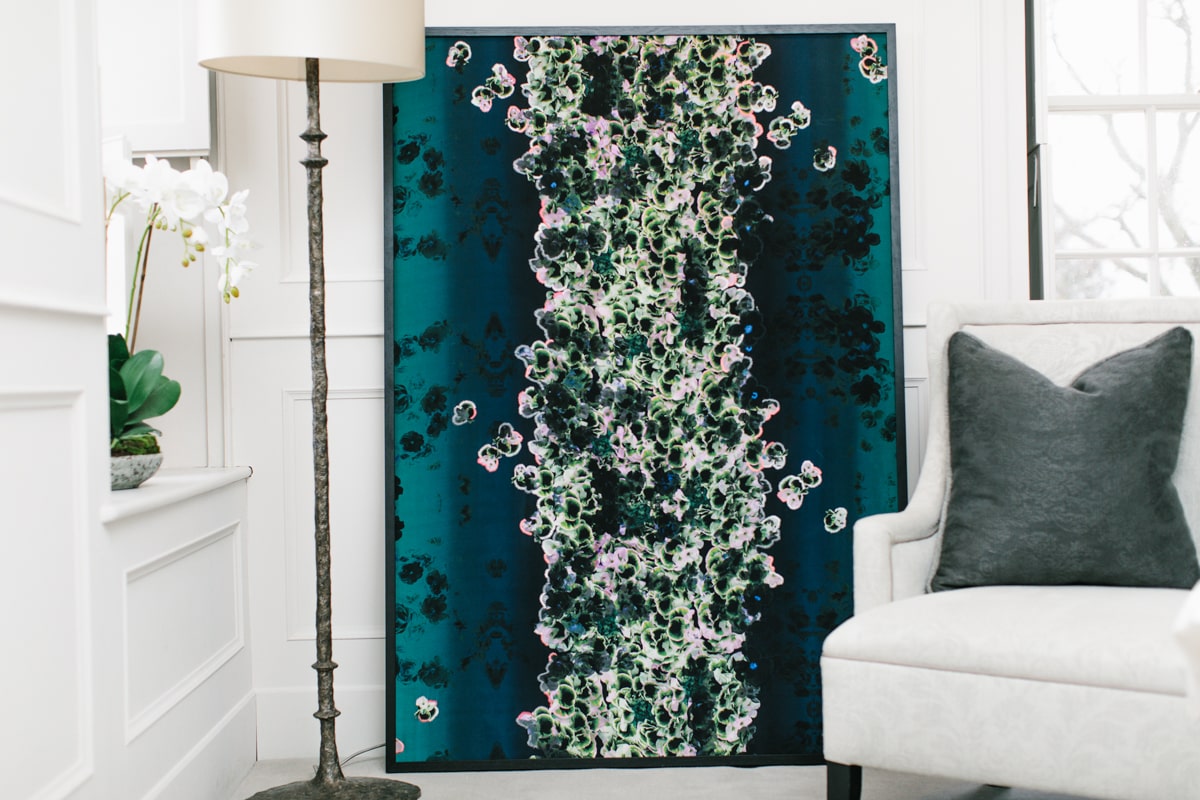Falling Flowers silk art piece by EvA Bespoke for AUTHOR: home of British-made luxury homeware