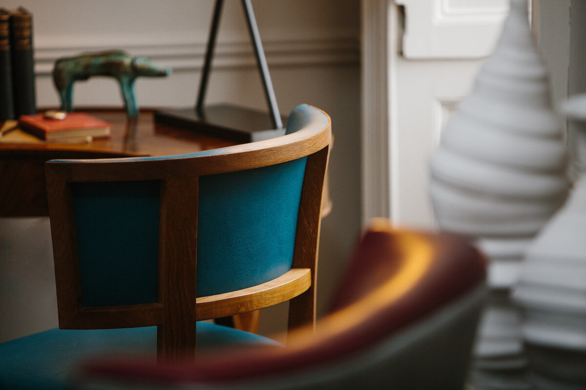 Mergus Chair Blue Leather Chair by AUTHOR: home of British-made luxury and unique furniture
