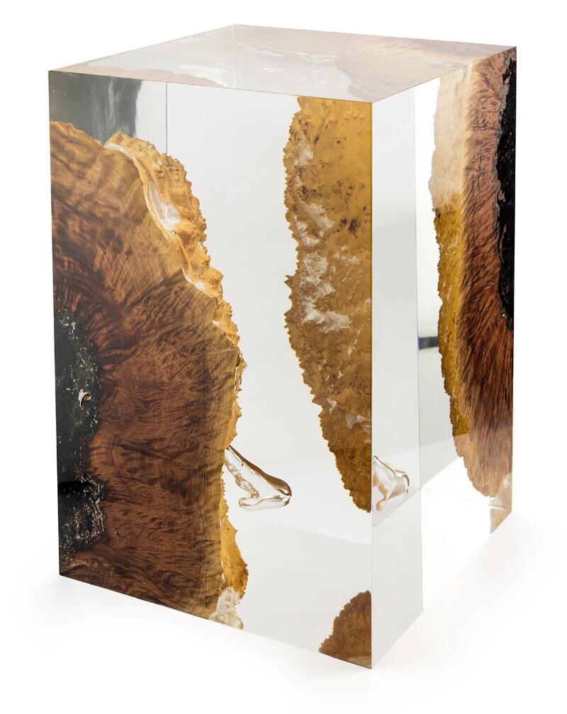 Acrylic and Red Mallee Side Table by Iluka London for AUTHOR's collection of British-made furniture