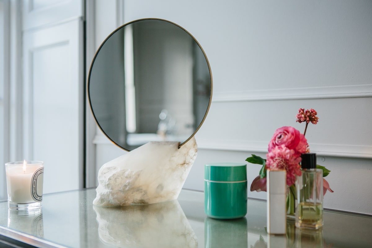 Cream Stone Mirror made in Britain by Katharina Eisenkoeck for AUTHOR Interiors