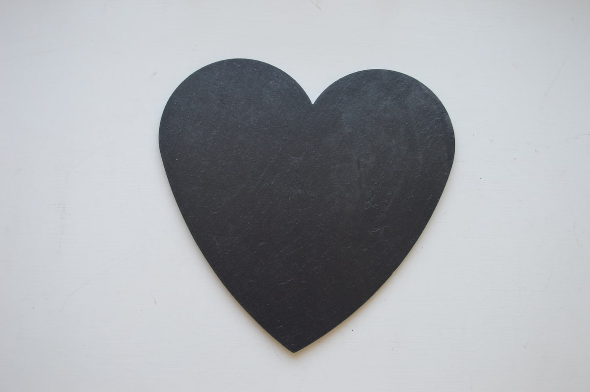 Heart shaped slate cheese and meat board handcrafted in Scotland by Slated for AUTHOR Interiors