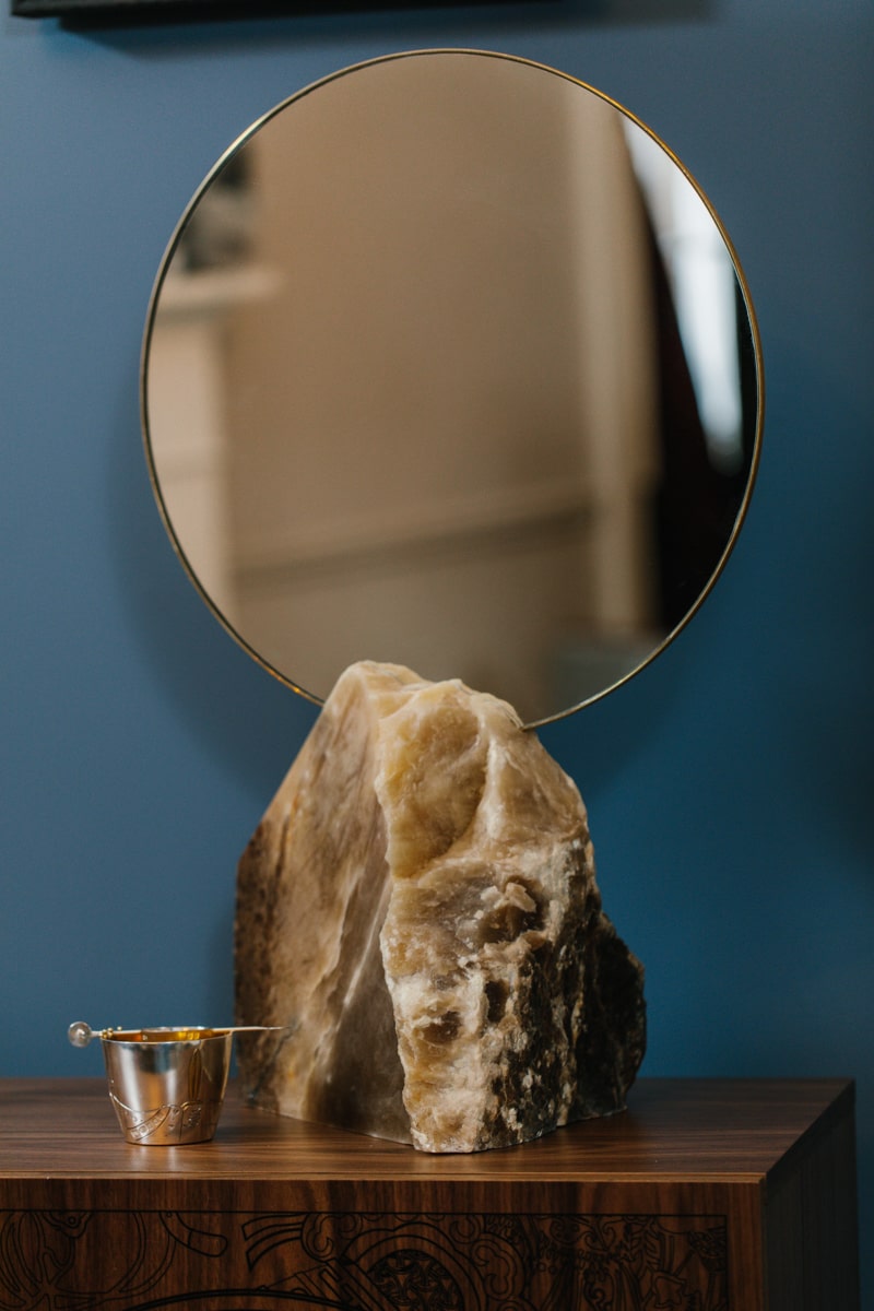 Toffee Alabaster Stone Mirror by Katharina Eisenkoeck for AUTHOR