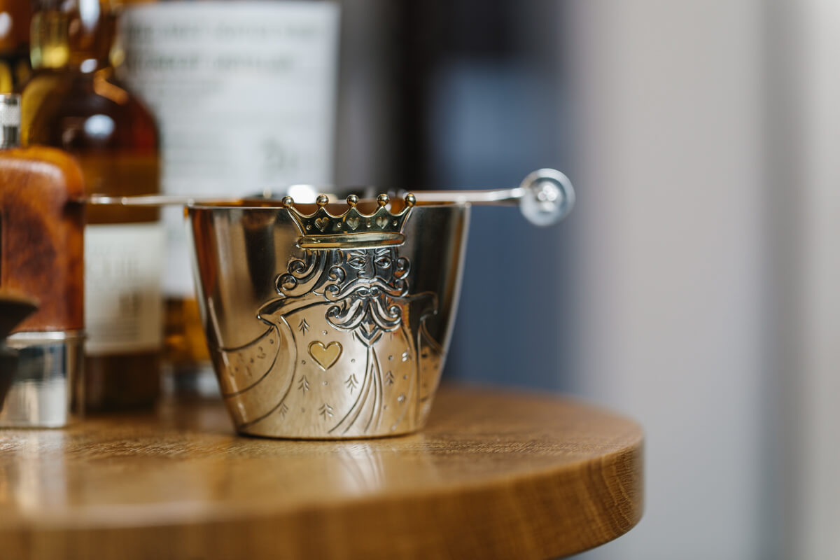 King of Hearts silver whisky tumbler made in UK by Bryony Knox for AUTHOR