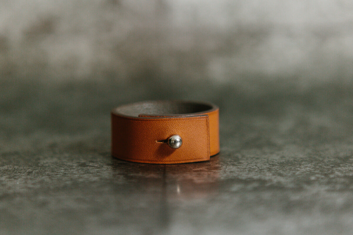 Leather napkin ring made in UK by Lanyap for AUTHOR Interiors