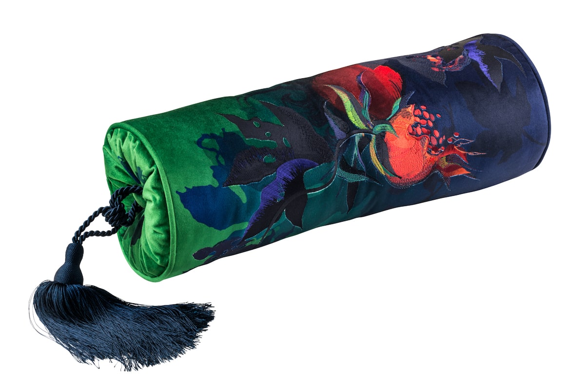 Pomegranate Velvet Bolster Cushion