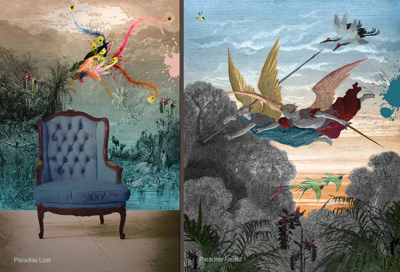 Paradise Lost and Found Voiles by Blackpop for AUTHOR's collection of luxury British-made home accessories
