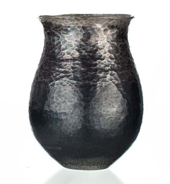 Large Britannia Silver Vessel with hand hammered finish by metalsmith Melissa Montague for AUTHOR's collection of British made luxury home accessories