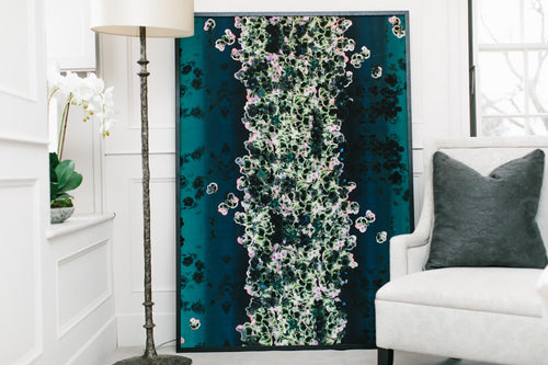 Falling Flowers silk art piece by EvA Bespoke for AUTHOR: home of British-made luxury homeware
