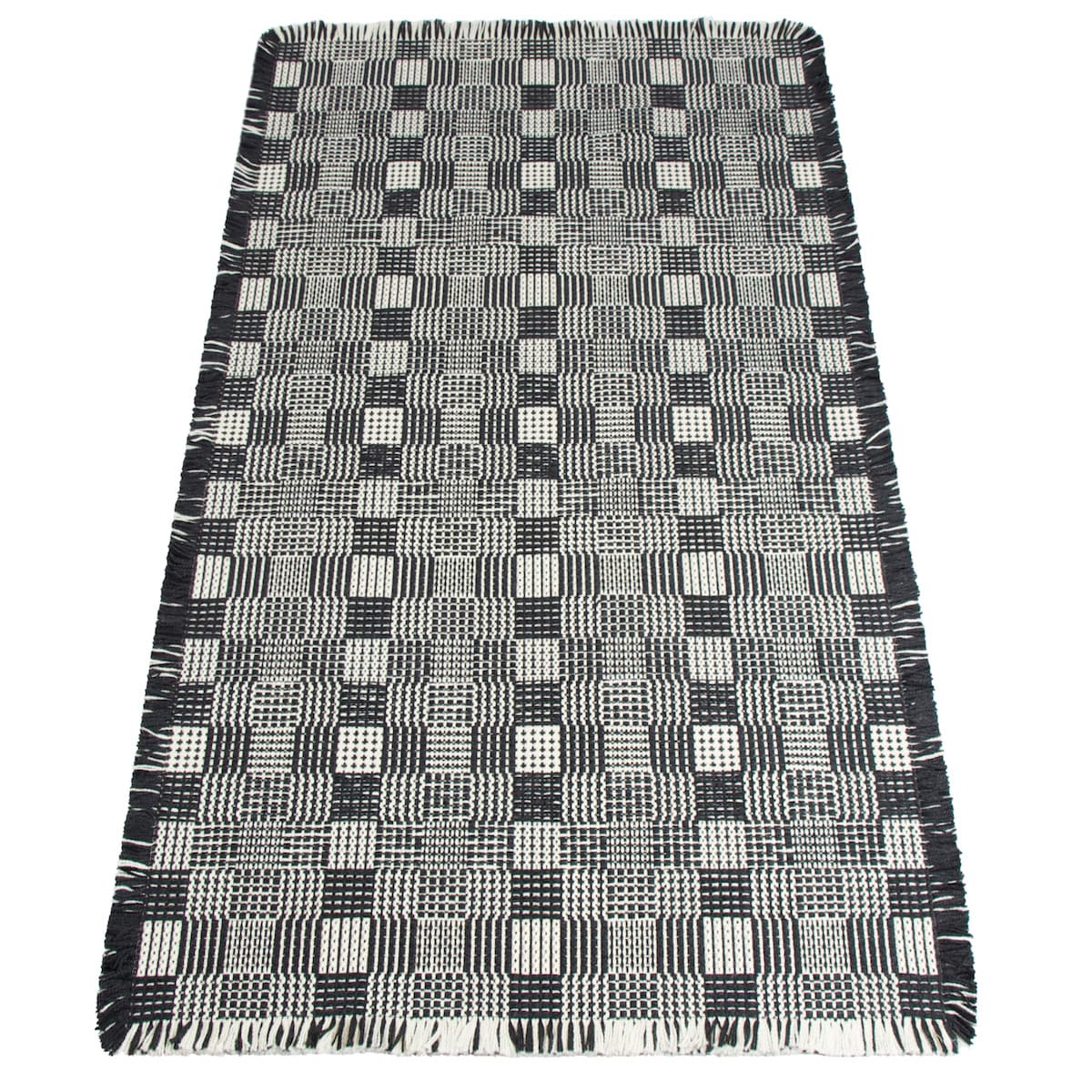 Chequered Black Rug by Roger Oates for AUTHOR's collection of British-made homeware