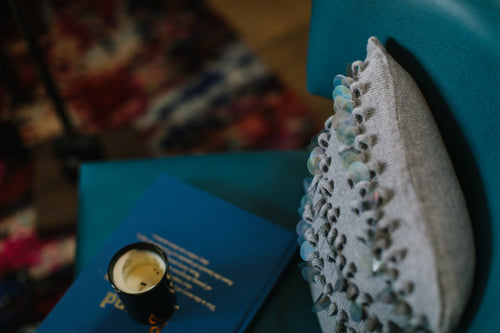 Cosmos Cushion Wool and Sequin cushion by Jen Laughlin for AUTHOR: home of British-made home decor