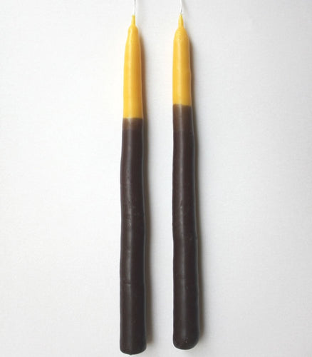 Double dipped dinner candles sticks with natural dyes made in the UK by Wax Atelier