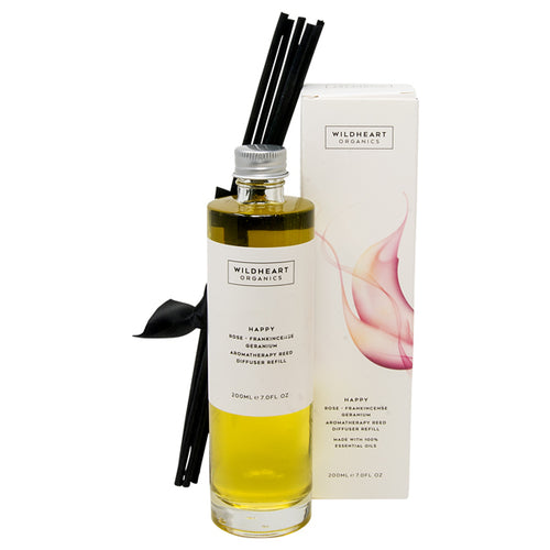 Organic Essential Oil Happy Room Diffuser Refill by Wildheart Organics for AUTHOR Interiors aromatherapy reed diffuser