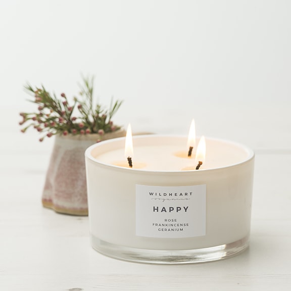 Aromatherapy Triple Wick Candle by Wildheart Organics for AUTHOR's luxury collection of unique British-made home accessories