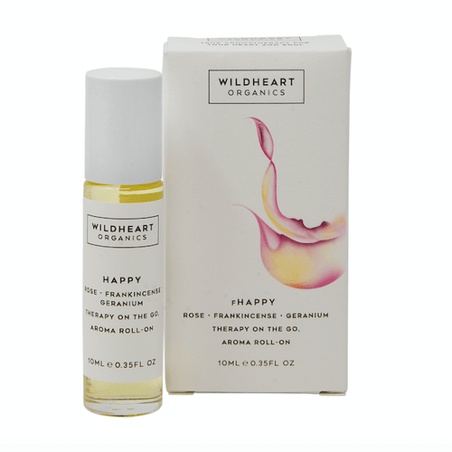 Aromatherapy roll on for pulse points in a happy scent of rose, frankincense and geranium by Wildheart Organics for AUTHOR Interiors