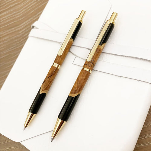 Brown Mallee and resin Pencils & Pens by Iluka London for AUTHOR's collections of British-made unique and luxury office stationery