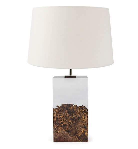 Jarrah wood and acrylic table lamp made in UK by Iluka London for AUTHOR Interiors