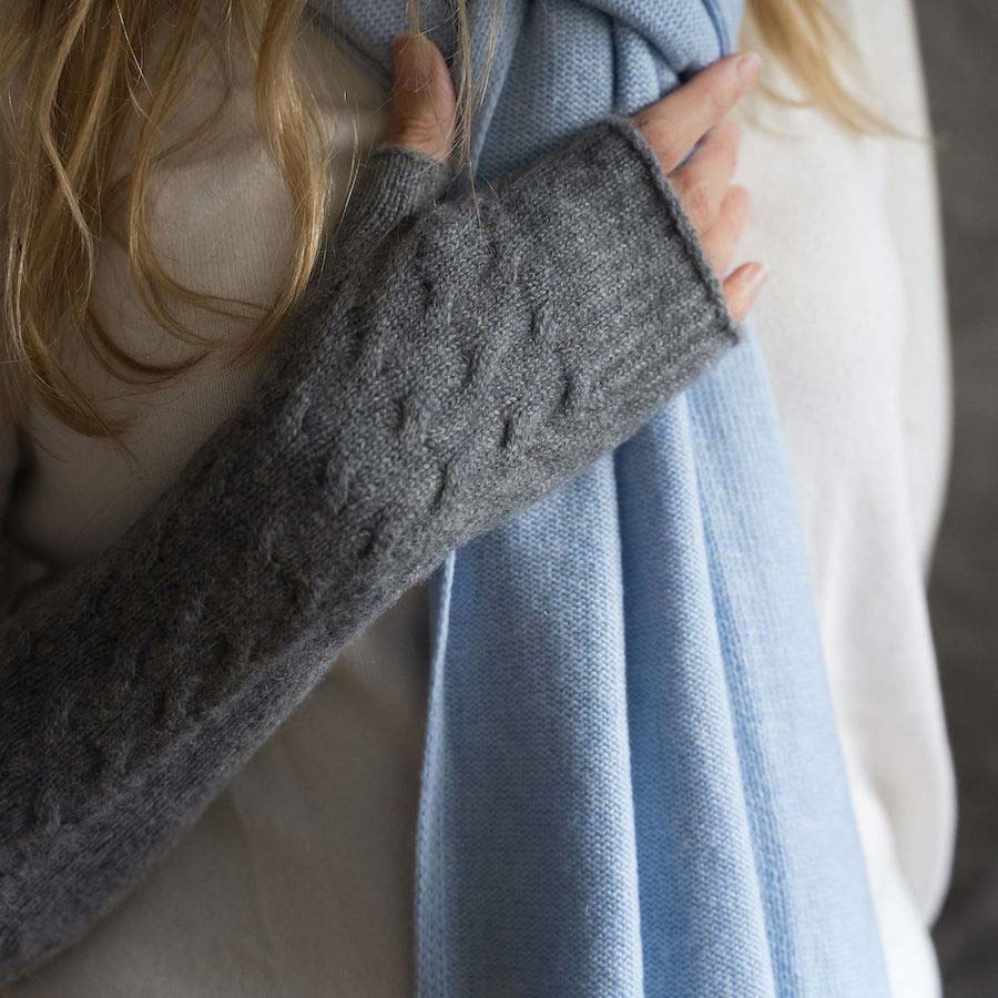 100% cashmere fingerless globes made in Scotland by Tom Lane for AUTHOR Interiors' collection of luxury gifts for her made in the UK