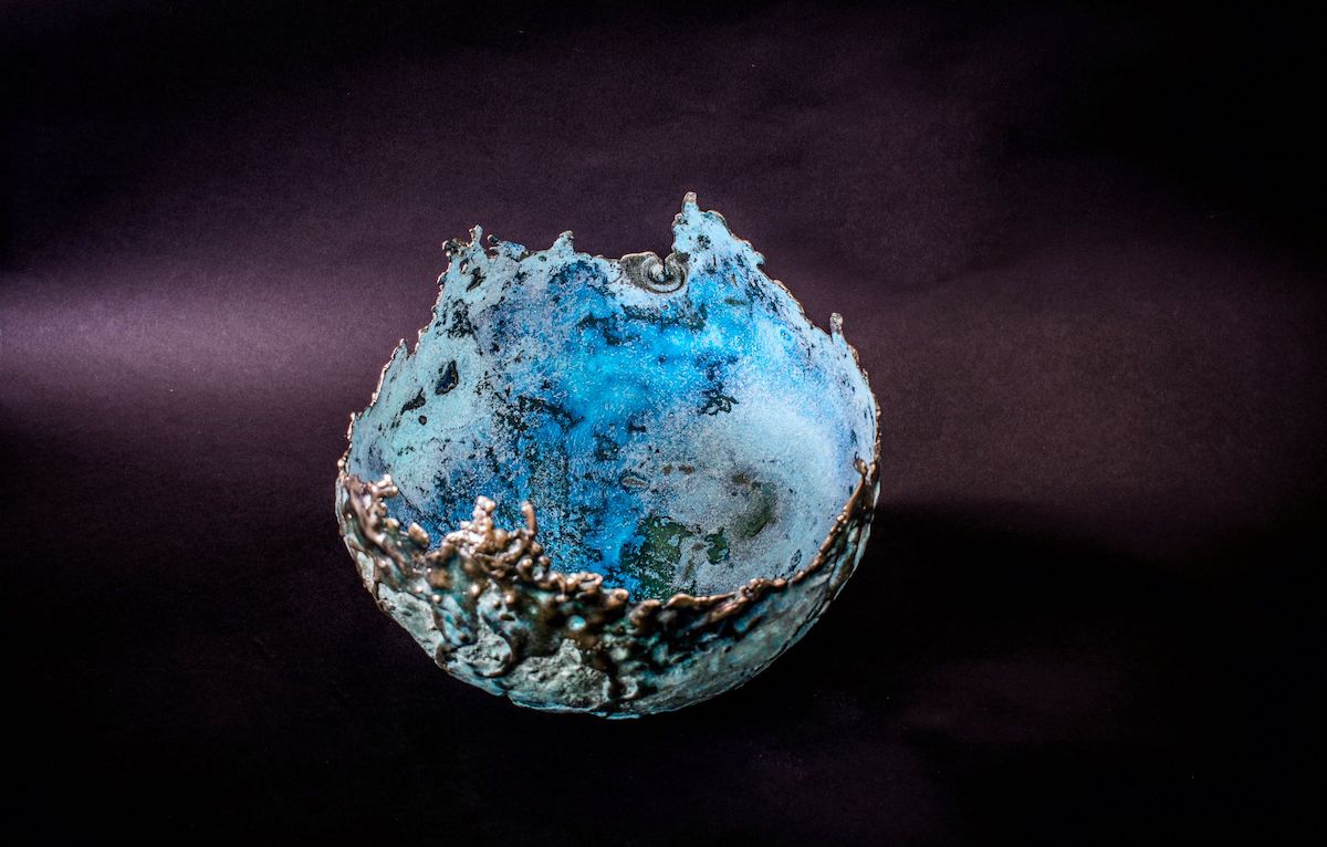 Aqua Viscosity Globe Bronze Vessel by Neil Lemaire for AUTHOR's collection of British made unique and rare home accessories