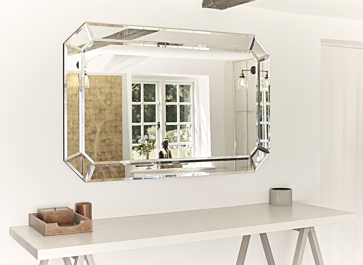 Beveled wall mirror made in the UK by Dominic Schuster for AUTHOR Interiors 