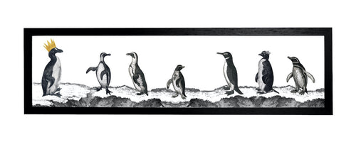 Penguins on Parade Hand-Gilded Print by Mountain & Molehill for AUTHOR's unique collections of British-made home accessories