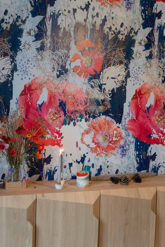 Poppy Cloud Wallpaper by Mairi Helena for AUTHOR Interiors' collection of colourful wallpapers made in the UK