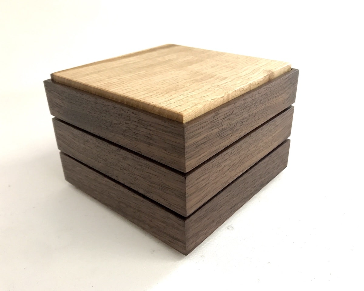 Walnut and Chestnut Stacking Box by Jonathon Vaiksaar for AUTHOR's collections of unique British-made home accessories