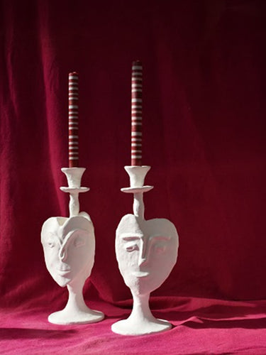 White Face Beau Candlestick Holders made by Kinkatou for AUTHOR Interiors