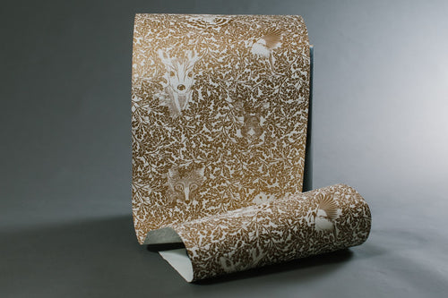 Forest Wallpaper in gold made by Hevensent for AUTHOR Interiors